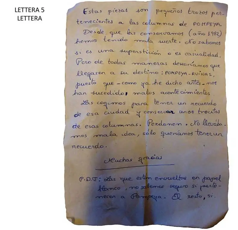 Lettre manuscrite exprimant des regrets pour le vol d'un objet